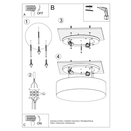 Plafon sufitowy ARENA 45 biały połysk 3x15W E27 Sollux Lighting