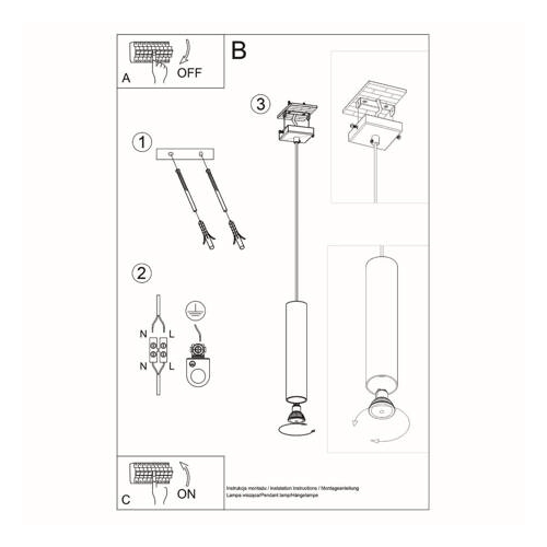 Lampa wisząca LAGOS 1 złota 1x10W GU10 Sollux Lighting