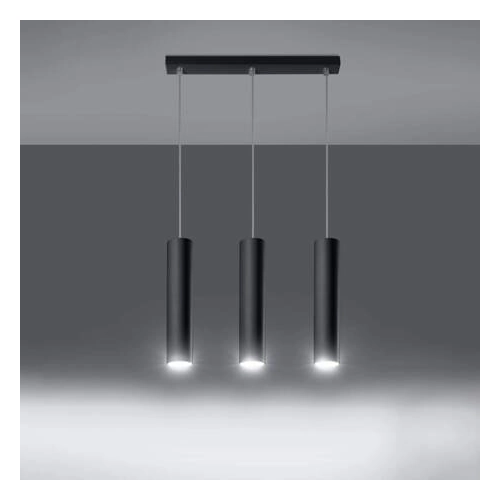 Lampa wisząca LAGOS 3 czarna 3x10W GU10 Sollux Lighting