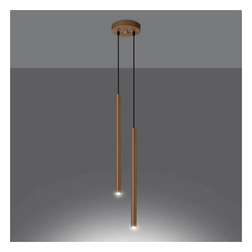 Lampa wisząca PASTELO 2 złota 2x8W G9 Sollux Lighting