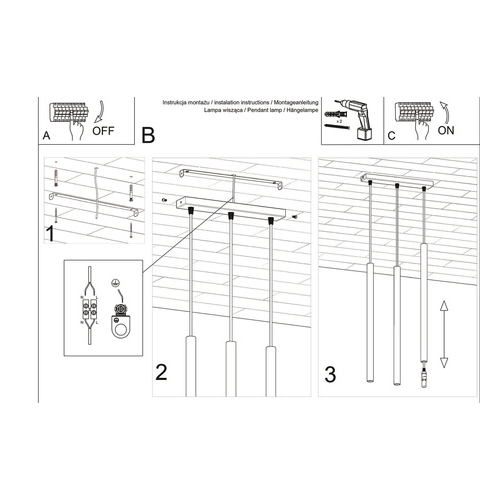 Lampa wisząca PASTELO 3L złoty połysk 3x8W G9 Sollux Lighting