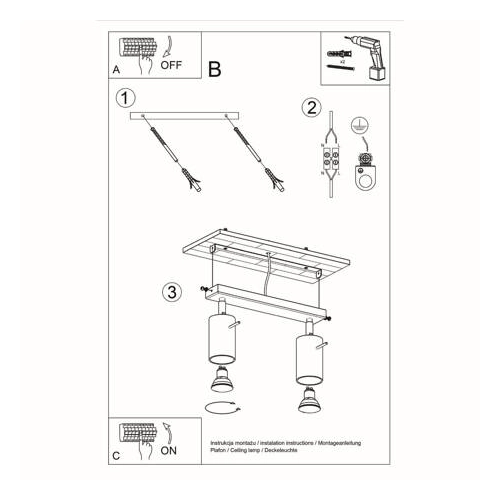 Lampa podsufitowa RING 2 szara 2x12W GU10 Sollux Lighting