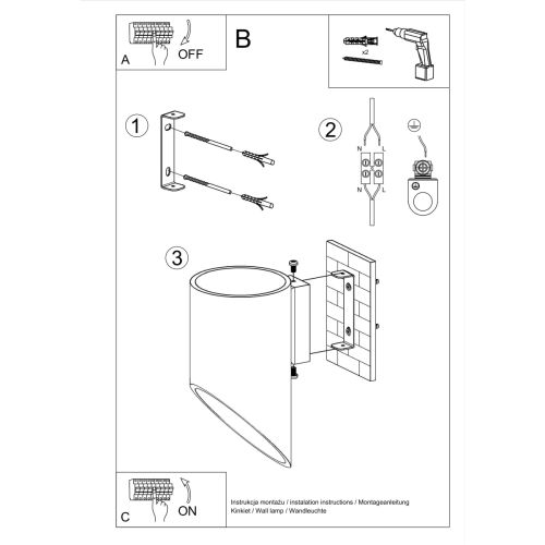 Kinkiet PENNE 20 czarny 1x40W G9 Sollux Lighting