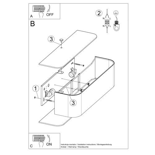 Kinkiet LOKKO czarny 2x60W E27 Sollux Lighting