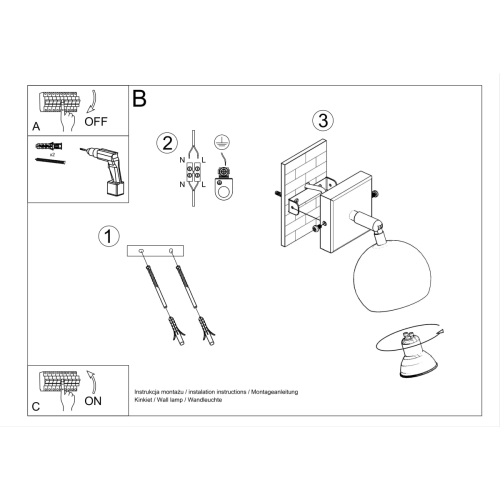 Kinkiet OCULARE czarny 1x40W GU10 Sollux Lighting