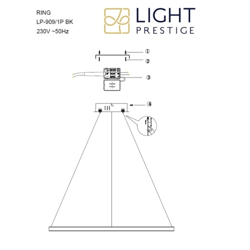 Lampa wisząca RING M czarna 1xLED CCT Light Prestige